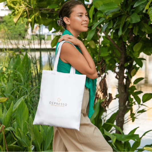 Depresso Cotton Canvas Tote Bag — Coffee for People Who Feel Things Deeply