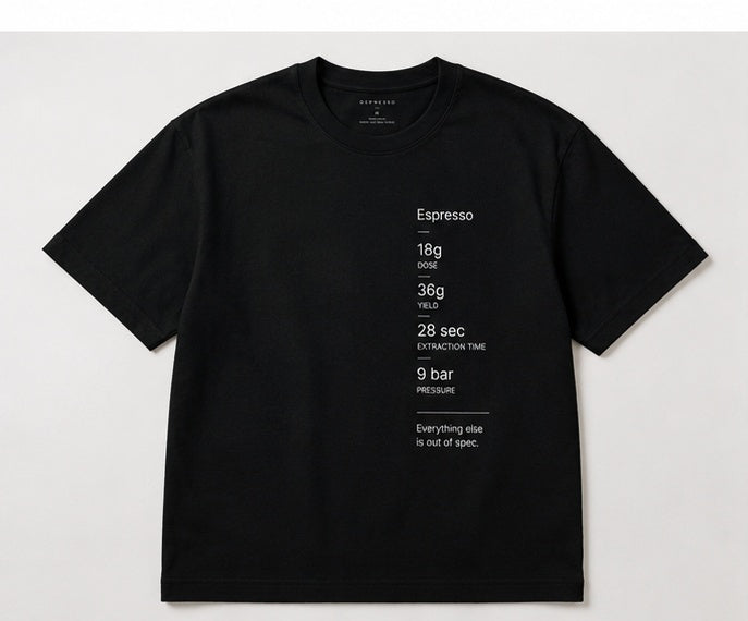 Espresso Spec Sheet Tee — Everything Else Is Out of Spec