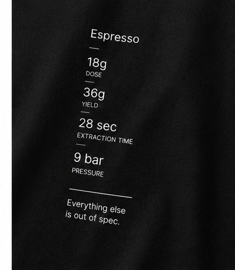 Espresso Spec Sheet Tee — Everything Else Is Out of Spec