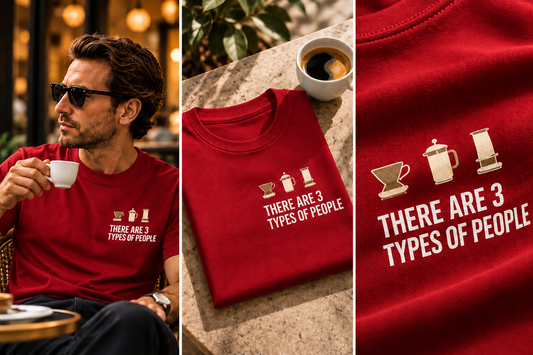 Funny Coffee Brewing Method T-Shirt — There Are 3 Types of People | Depresso