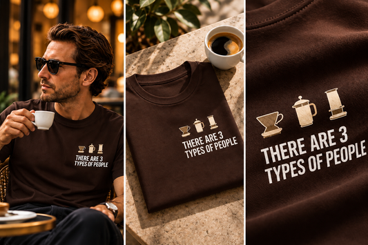 Funny Coffee Brewing Method T-Shirt — There Are 3 Types of People | Depresso