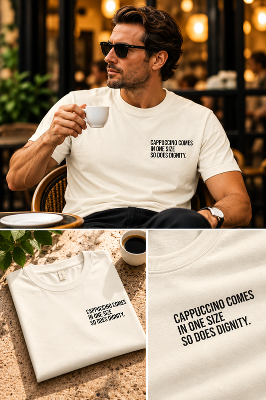 Cappuccino Comes in One Size — Depresso Coffee T-Shirt