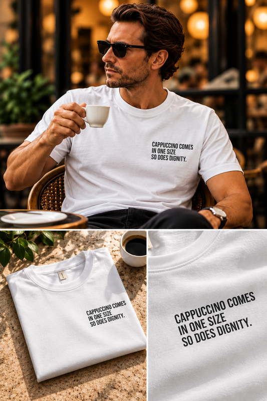 Cappuccino Comes in One Size — Depresso Coffee T-Shirt