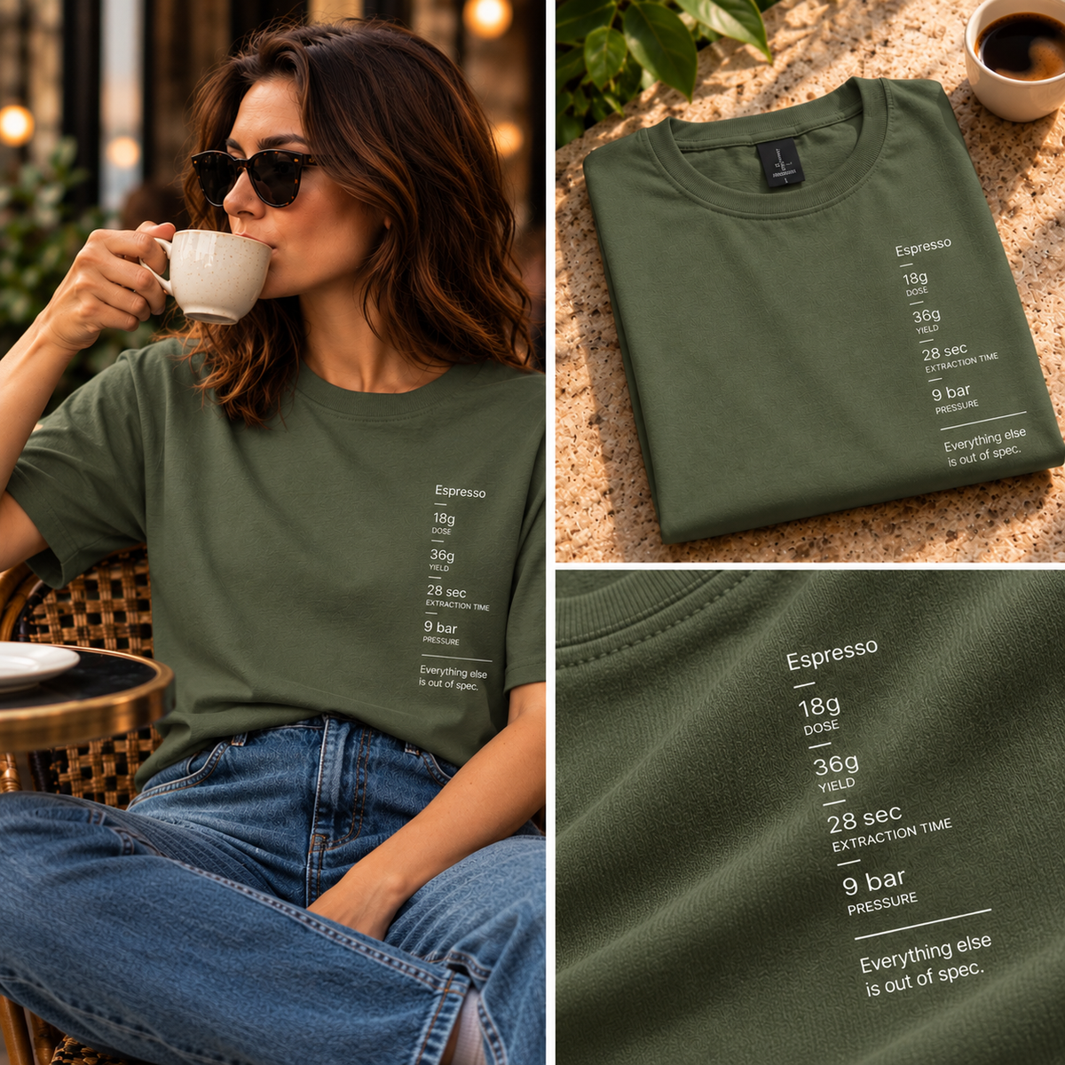 Espresso Spec Sheet Tee — Everything Else Is Out of Spec