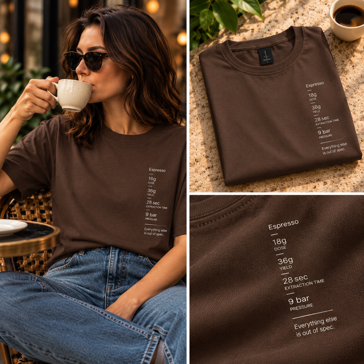 Espresso Spec Sheet Tee — Everything Else Is Out of Spec