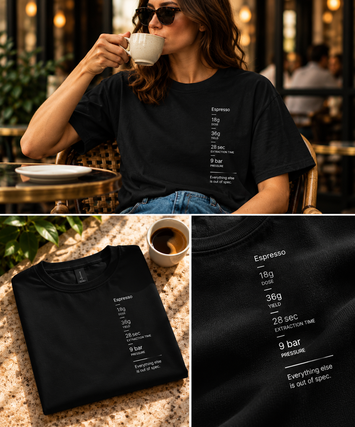 Espresso Spec Sheet Tee — Everything Else Is Out of Spec