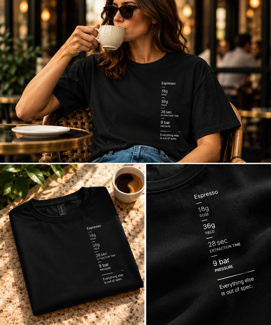 Espresso Spec Sheet Tee — Everything Else Is Out of Spec