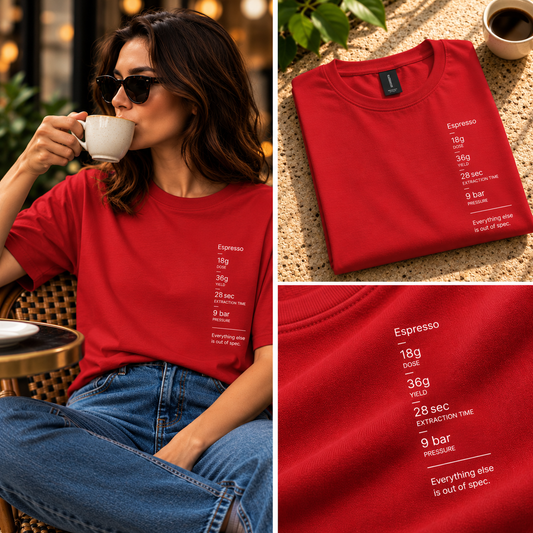 Espresso Spec Sheet Tee — Everything Else Is Out of Spec