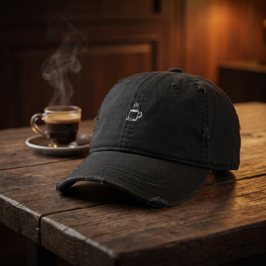 Depresso Dad Hat — Embroidered Coffee Mug Cap