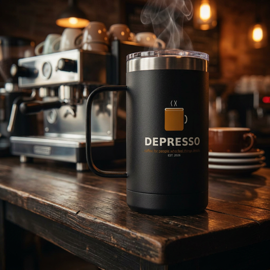 Depresso Coffee Mug Tumbler, 15oz