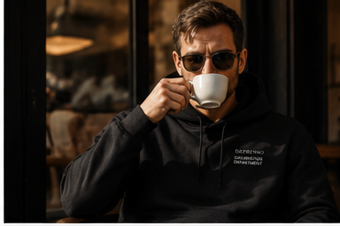 Black Depresso Calibration Department hoodie coffee lifestyle