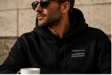 Black Depresso Calibration Department hoodie lifestyle